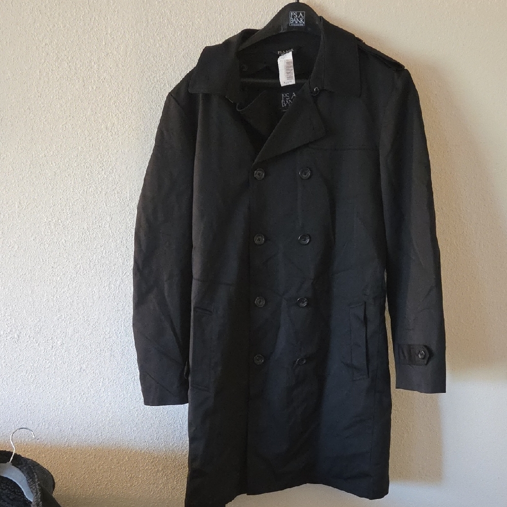 Jos. A. Bank Double-Breasted Black Trench Coat